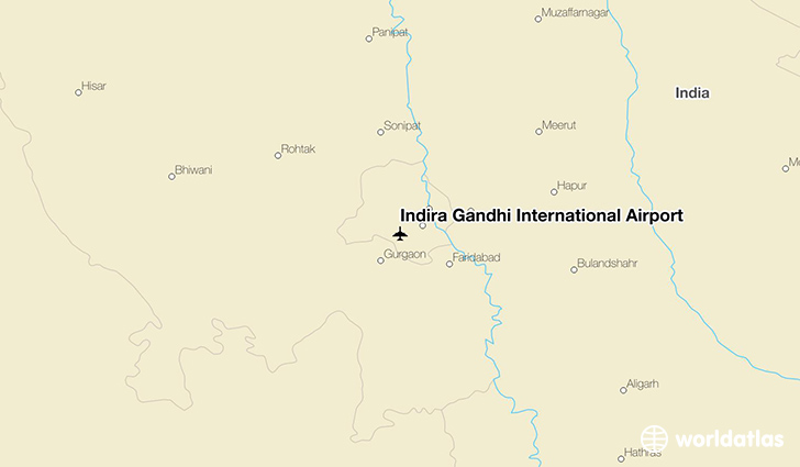 Indira Gandhi International Airport location on a map