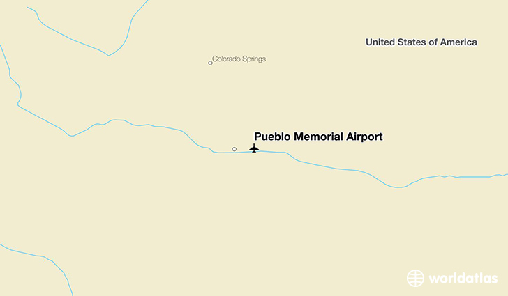 Pueblo Memorial Airport location on a map