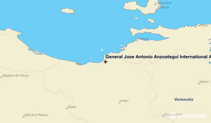 General José Antonio Anzoátegui International Airport location on a map
