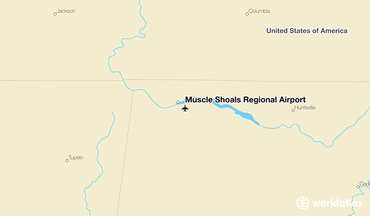 Muscle Shoals Regional Airport location on a map