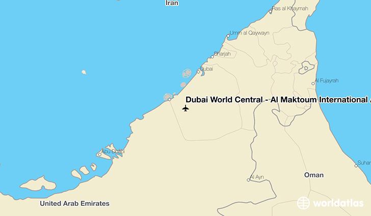Dubai World Central - Al Maktoum International Airport location on a map