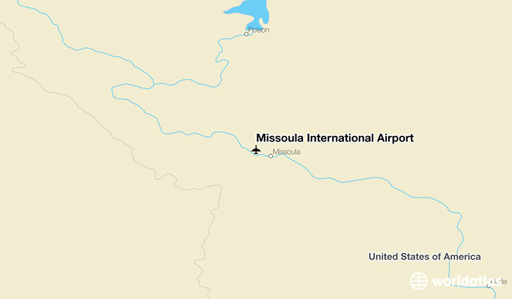 Missoula International Airport location on a map
