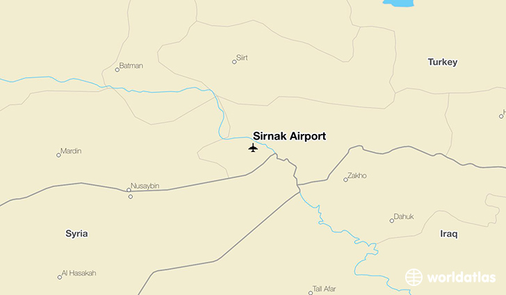 Şırnak Airport location on a map