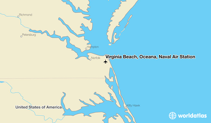 Virginia Beach, Oceana, Naval Air Station location on a map