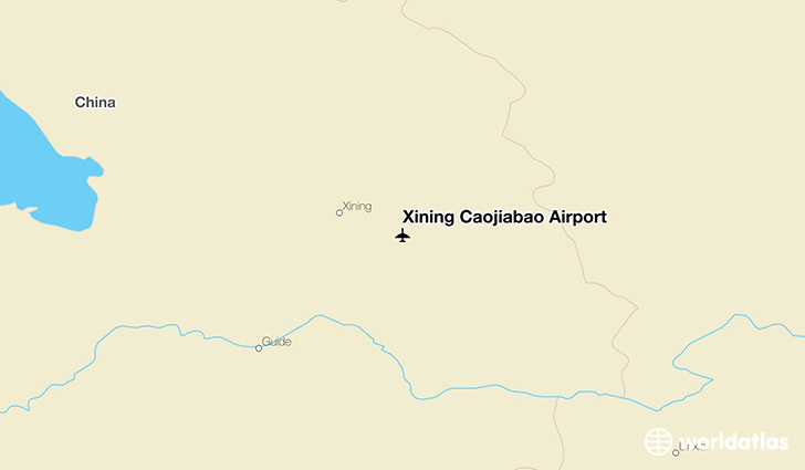 Xining Caojiabao Airport location on a map