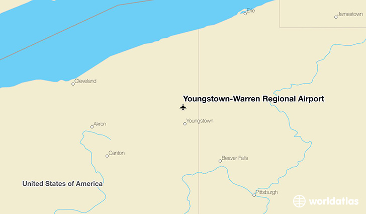 Youngstown-Warren Regional Airport location on a map