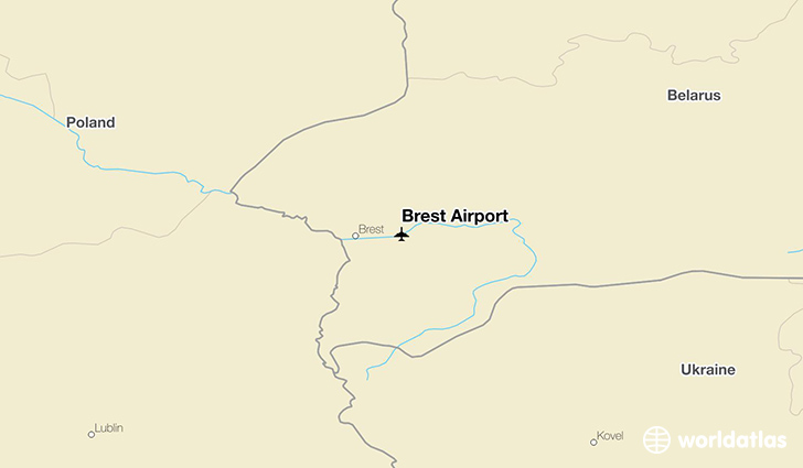 Brest Airport location on a map