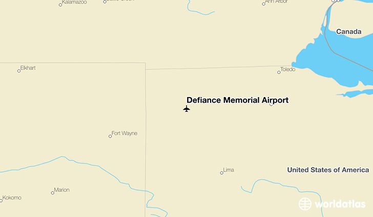 Defiance Memorial Airport location on a map