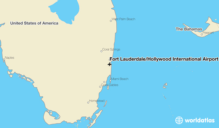 Fort Lauderdale/Hollywood International Airport location on a map