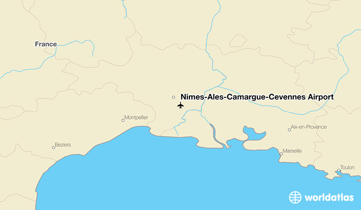 Nîmes-Alès-Camargue-Cévennes Airport location on a map
