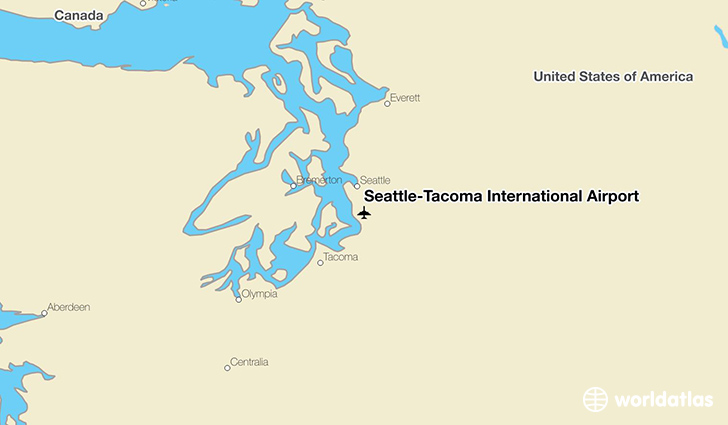 Seattle-Tacoma International Airport location on a map