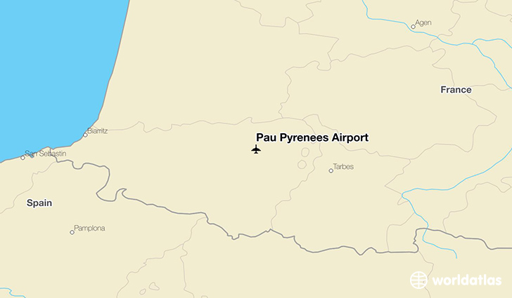 Pau Pyrénées Airport location on a map