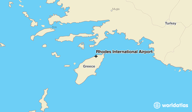 Rhodes International Airport location on a map
