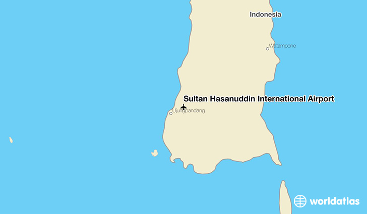 Sultan Hasanuddin International Airport location on a map