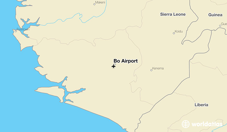 Bo Airport location on a map