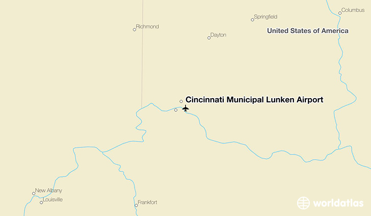 Cincinnati Municipal Lunken Airport location on a map