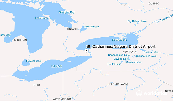 St. Catharines/Niagara District Airport location on a map