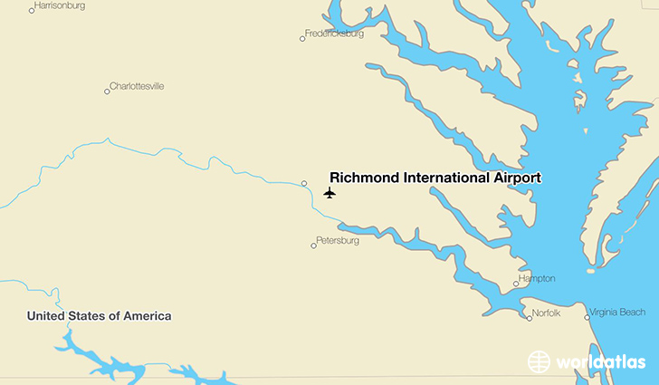 Richmond International Airport location on a map