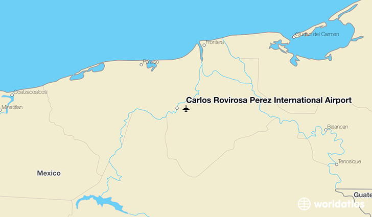 Carlos Rovirosa Pérez International Airport location on a map