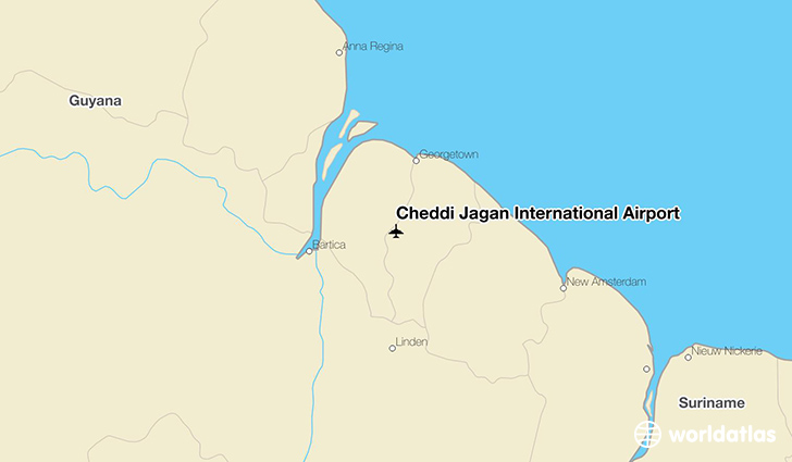 Cheddi Jagan International Airport location on a map