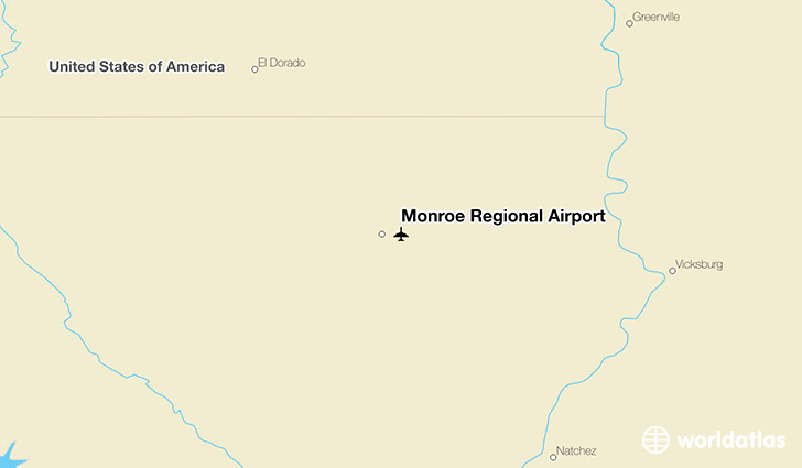 Monroe Regional Airport location on a map
