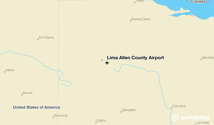 Lima Allen County Airport location on a map
