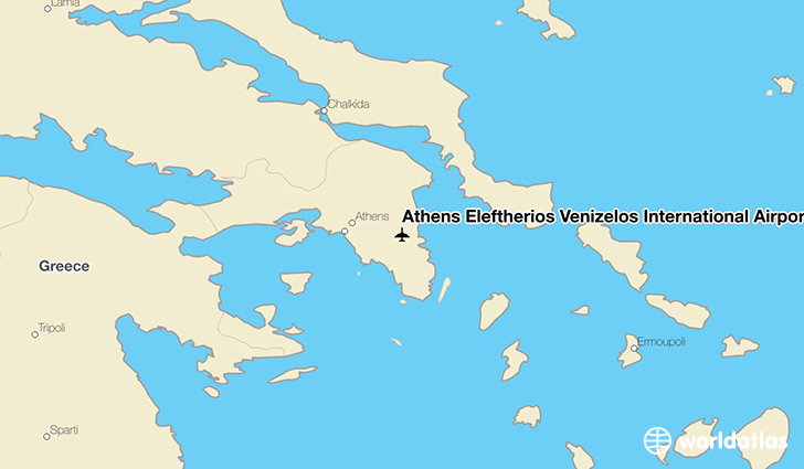 Athens Eleftherios Venizelos International Airport location on a map