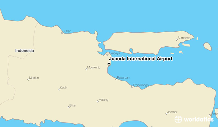 Juanda International Airport location on a map
