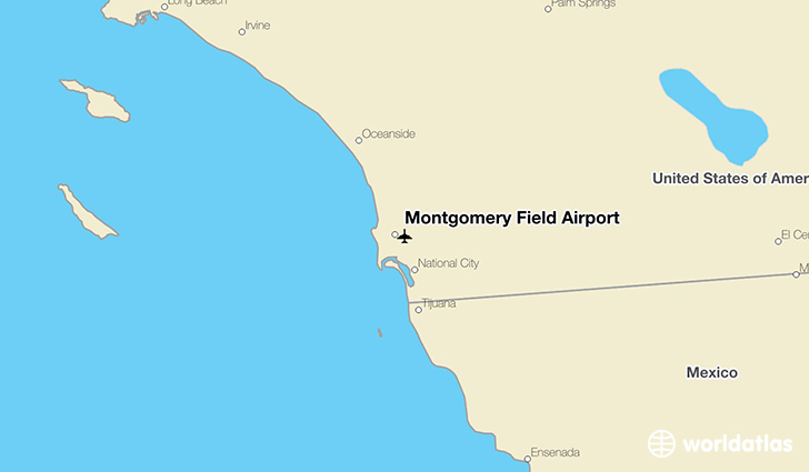Montgomery Field Airport location on a map