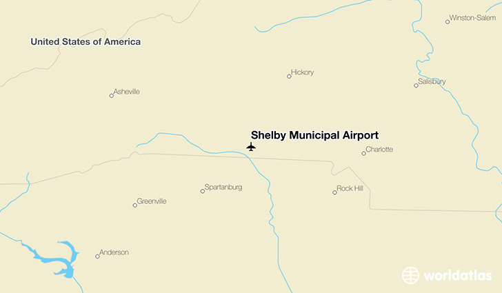 Shelby Municipal Airport location on a map