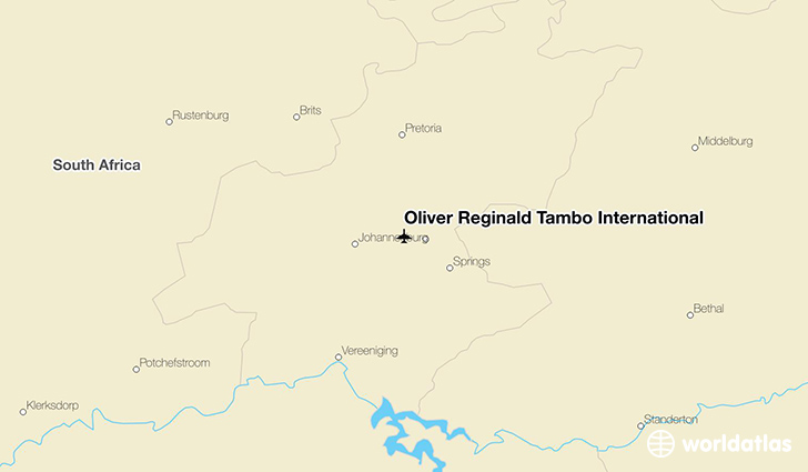 Oliver Reginald Tambo International location on a map