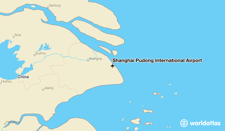 Shanghai Pudong International Airport location on a map