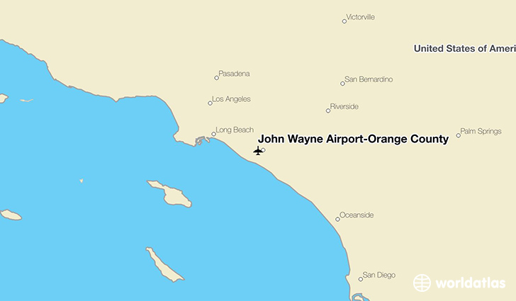 John Wayne Airport-Orange County location on a map