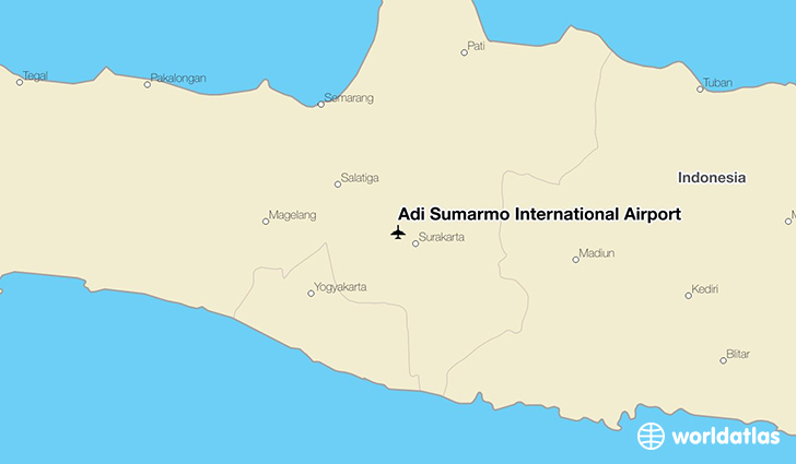 Adi Sumarmo International Airport location on a map