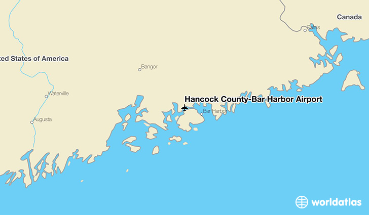 Hancock County-Bar Harbor Airport location on a map