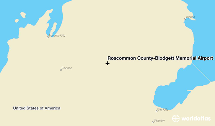 Roscommon County-Blodgett Memorial Airport location on a map