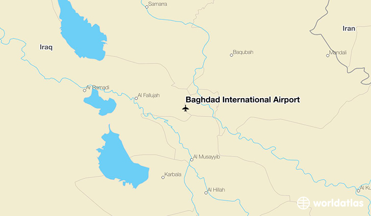 Baghdad International Airport location on a map