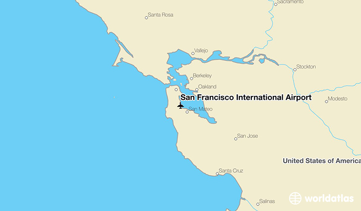 San Francisco International Airport location on a map