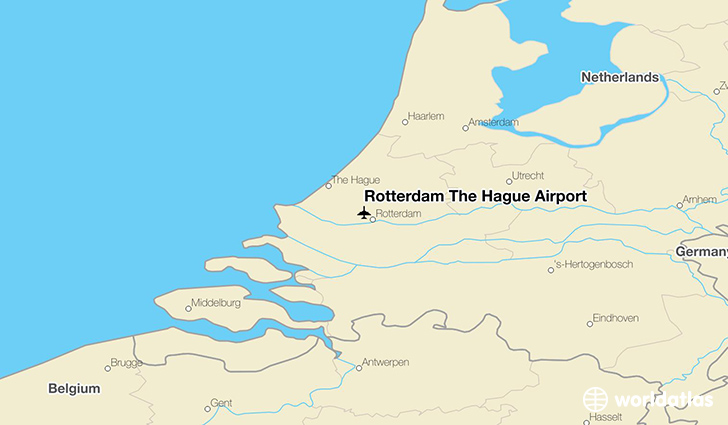 Rotterdam The Hague Airport location on a map