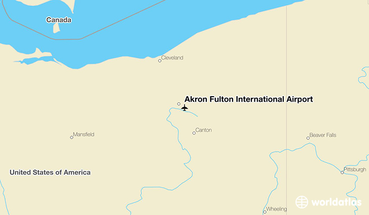 Akron Fulton International Airport location on a map