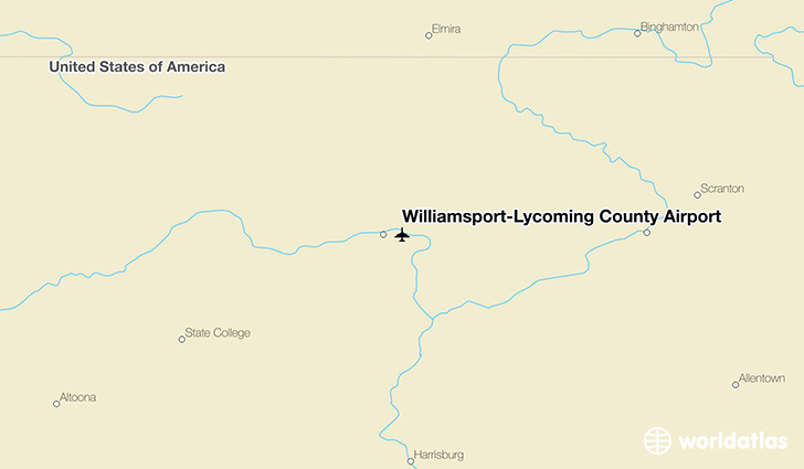 Williamsport-Lycoming County Airport location on a map