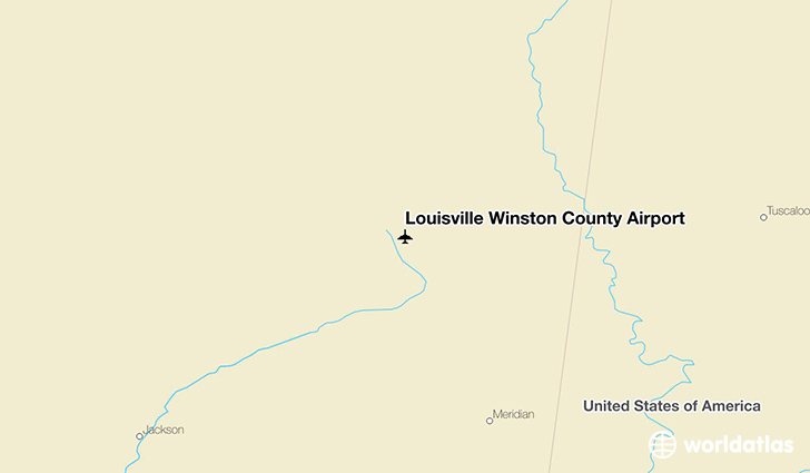Louisville Winston County Airport location on a map