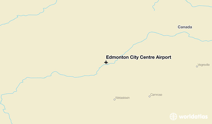Edmonton City Centre Airport location on a map