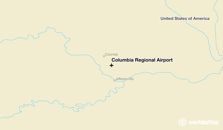 Columbia Regional Airport location on a map