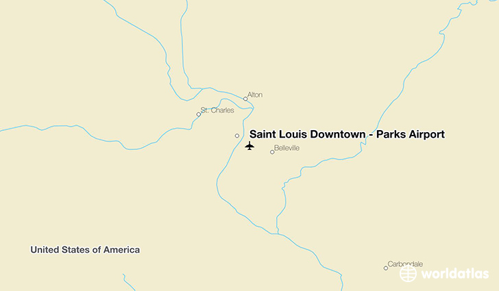 Saint Louis Downtown - Parks Airport location on a map