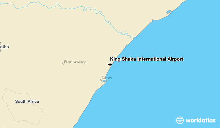 King Shaka International Airport location on a map