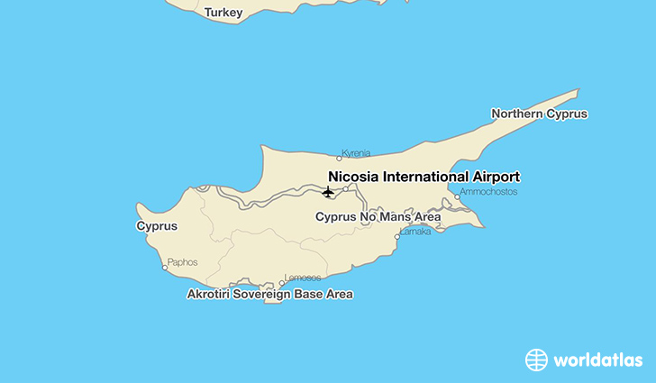 Nicosia International Airport location on a map