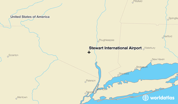 Stewart International Airport location on a map