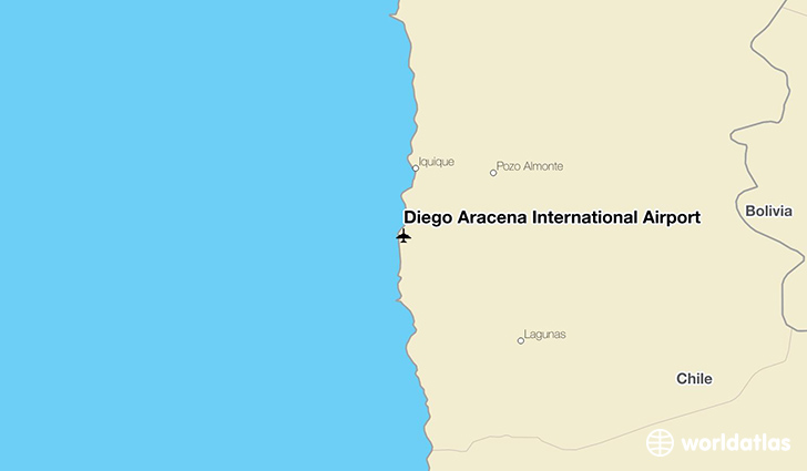 Diego Aracena International Airport location on a map