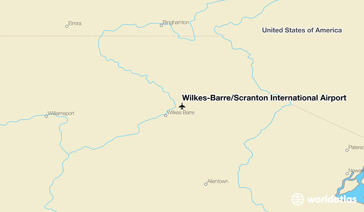 Wilkes-Barre/Scranton International Airport location on a map